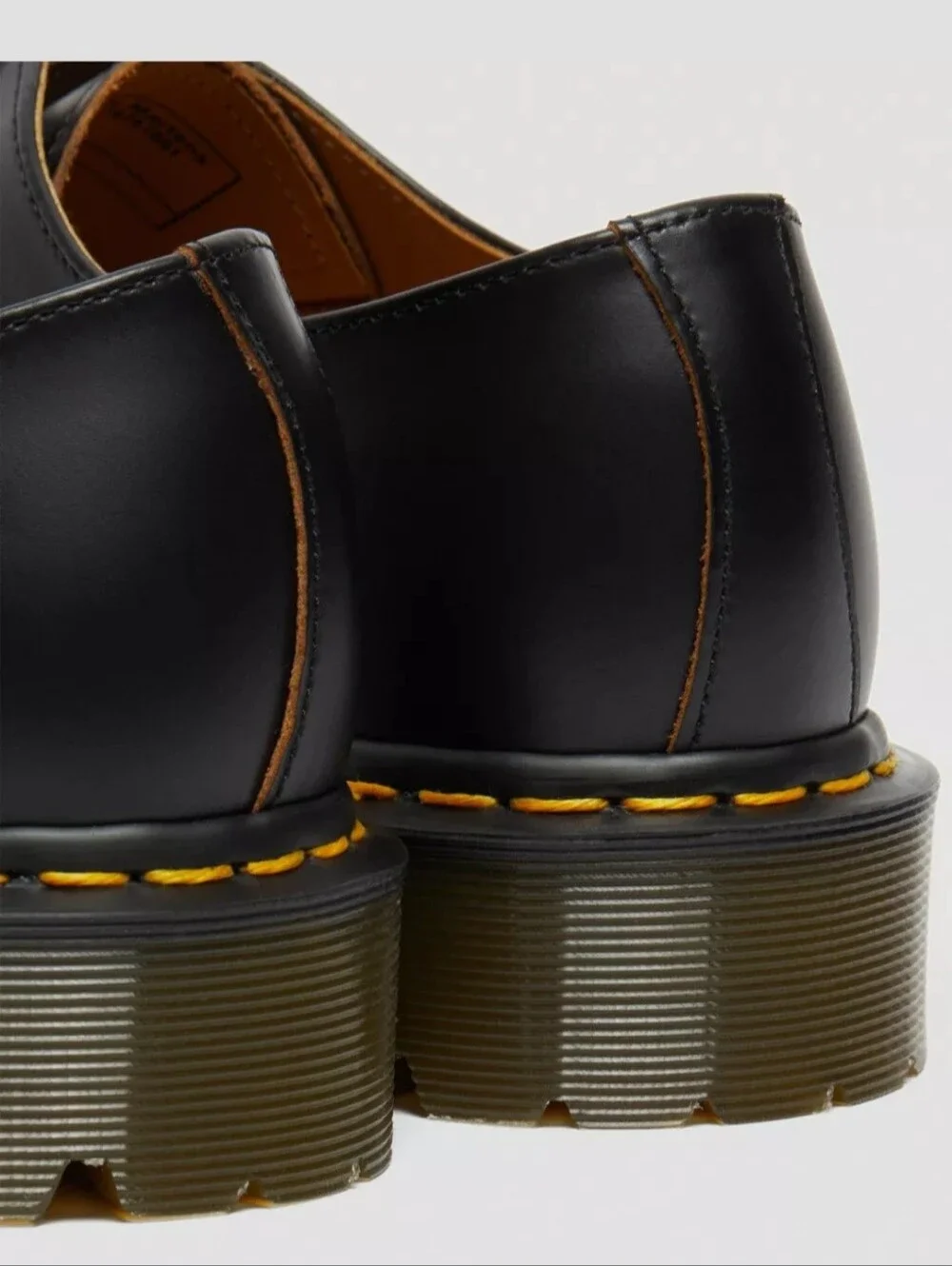 Dr. Martens Black Leather 3-Eye Oxford with Yellow Stitching